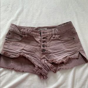 free people purple-ish pink wash shorts